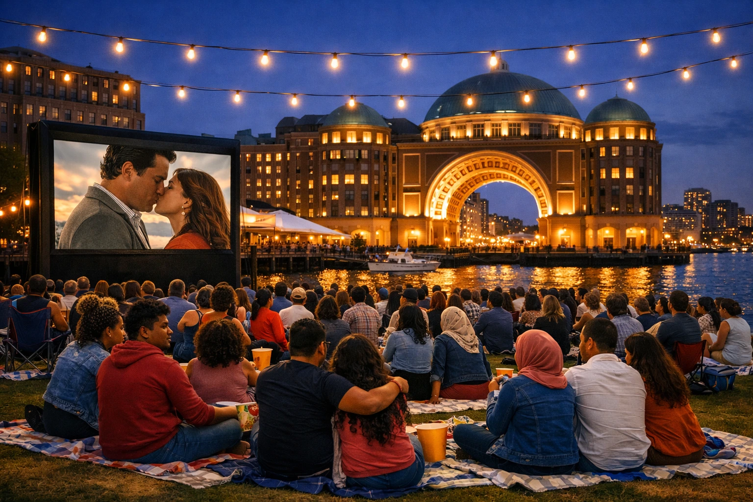 Outdoor movie night at Boston Harbor Hotel’s Summer in the City series.